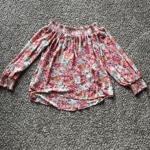 NWT Umgee Floral Off the Shoulder Blouse Women Large Balloon Sleeve Y2K Feminine